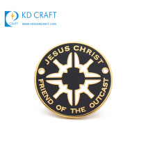 Wholesale cheap custom made metal zinc alloy gold finish enamel religious christian lapel pin for sale